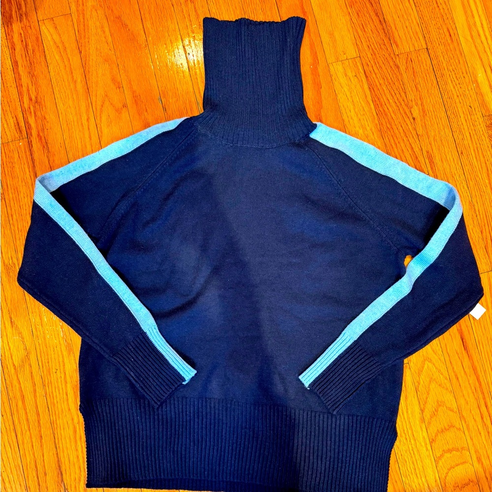 Theo and Spence stripe turtleneck sweater